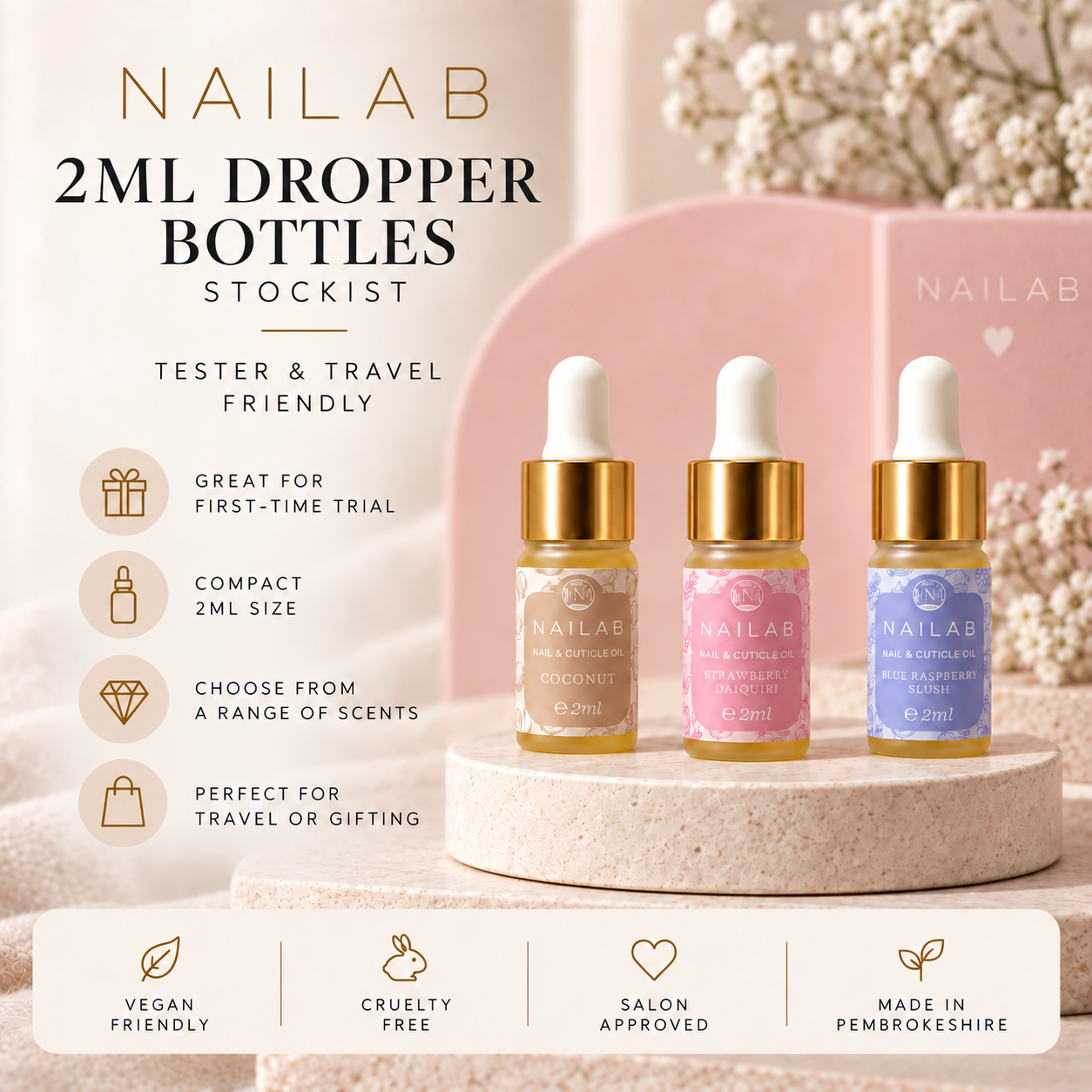 2ml Mini Cuticle Oil Dropper Bottles | Stockist