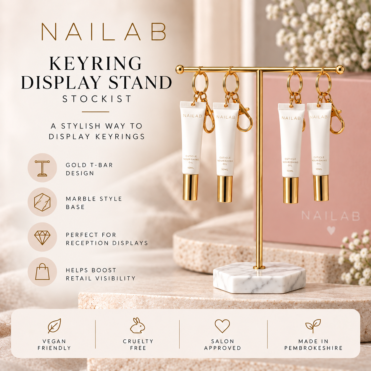 10ml Cuticle Oil Keyring Display Stand | Stockist