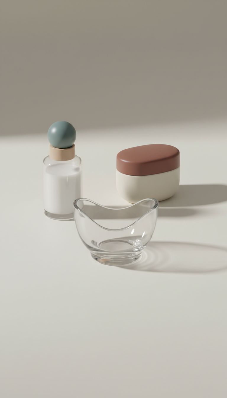 Glass manicure bowl with modern contours